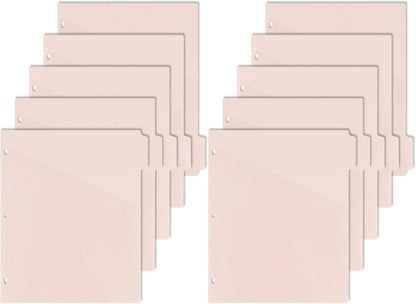 5 tab dividers for 3 Ring Binder with Pockets, Plastic Dividers with Clear Front Pocket, 5-tab Index Dividers with 3 Holes Punched for School & Office Supplies (Pink - 2 Sets)