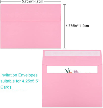 70 Packs of Invitation Envelopes, A2 Envelopes Pink, Postcard Envelopes, Envelopes for 4.5x5.5 Cards, Envelopes for Invitations, Envelopes Self Seal for Photos RSVP, Greeting Cards
