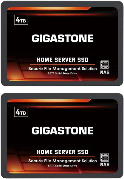 Gigastone Home Server SSD 4TB NAS SSD Drive Cache (2-Pack) 24/7 Durable High Endurance Personal Cloud Data Sync Network Attached Storage RAID 3D NAND 2.5" SATA Internal Solid State Hard Drives