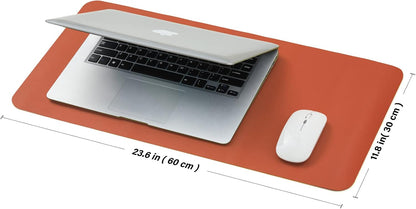 Compact Cork Desk Mat - Small Dual-Sided Desk Pad for Office and Home - Desk Organization and Accessories - Ideal for Large Mouse Pad and Small Desk Mats on Top of Desks(Orange,23.6"x 11.8")