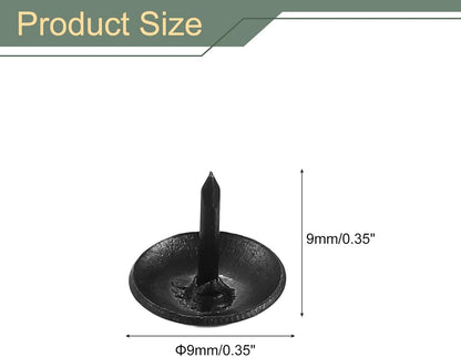 uxcell 100 Pcs Upholstery Tacks, 9 x 9mm Round Head Upholstery Nails Pins Vintage Decorative Furniture Tacks for Chairs Sofas Beds DIY Project, Black