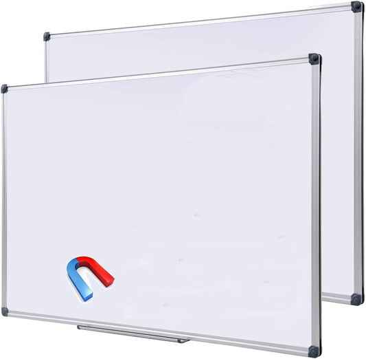 2 Pack 40" x 30" Magnetic Dry Erase Board with Removable Marker Tray| Commercial Quality Wall-Mounted Aluminum Message Presentation White Board for Office, Students & Teachers