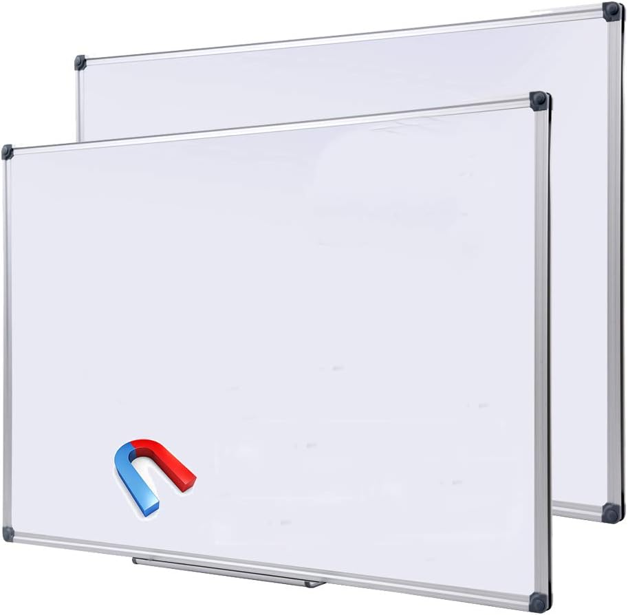2 Pack 48 x 36 Large Magnetic Dry Erase Board with Removable Marker Tray| Commercial Quality Wall-Mounted Aluminum Message Presentation White Board for Home Office Classroom