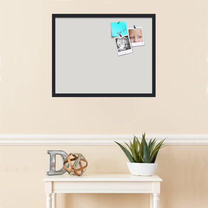 PinPix 28x22 Inch Cork Bulletin Board. This Decorative Framed Pin Board Comes with Light Stone Design and a Satin Black Frame. Ideal for Home Office Decor or Message Board (PinPix-1809)
