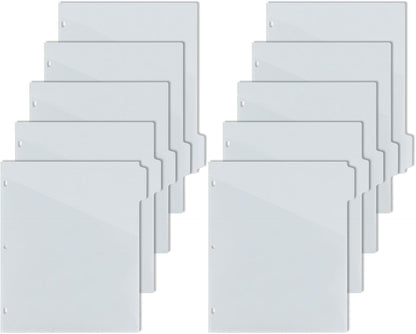 Koqye 5 Tab Dividers for 3 Ring Binder with Pockets, Plastic, Letter Size, Grey