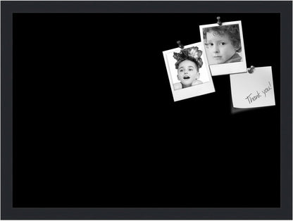 PinPix 22x16 Inch Cork Bulletin Board. This Decorative Framed Pin Board Comes with Solid Black Design and a Satin Black Frame. Ideal for Home Office Decor or Message Board (PinPix-622)