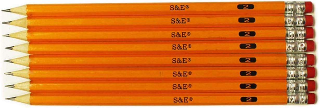 S & E TEACHER'S EDITION Woodcased #2 Pencils, Pre-sharpened, Yellow Pencils with Erasers #2 HB Lead Bulk Box No. 2, Back to school, 600 Count