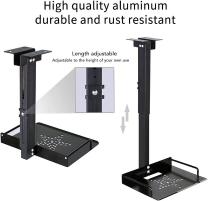 Drsn Universal Ceiling Mount with Tray, 11.4-22 inches Adjustable, No Hole Installation, Aluminum Alloy, in-Tube Cable Routing, Universal Ceiling Mount for Projector/Camera, Wall/Ceiling