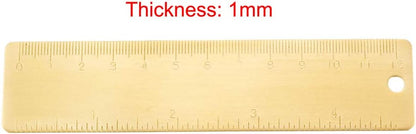 uxcell Straight Brass Ruler 120mm 4 Inches Metric Measurement Tool Drawing Measuring Ruler 1mm Thickness