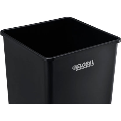 Global Industrial Square Plastic Garbage Can, Open Top, 55 Gallon Capacity, Indoor/Outdoor Rated, 19-1/2"W x 19-1/2"D x 34"H, Utility Trash Can, No Lid, Black