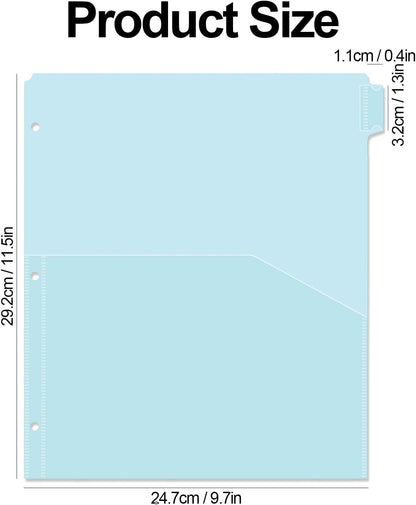 8 tab dividers for 3 Ring Binder with Pockets, Plastic Dividers with Clear Front Pocket, 8-tab Index Dividers with 3 Holes Punched for School & Office Supplies (Blue, 8 Tab)