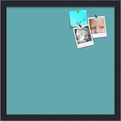PinPix 17x17 Inch Cork Bulletin Board. This Decorative Framed Pin Board Comes with Aqua Pastel Design and a Satin Black Frame. Ideal for Home Office Decor or Message Board (PinPix-1806)