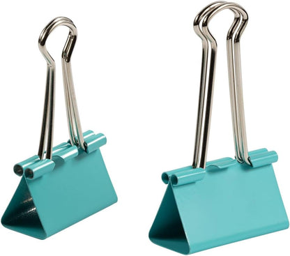 JAM PAPER Colorful Binder Clips Assortment - Medium & Large Size - Teal Binderclips - 27 Clips/Pack