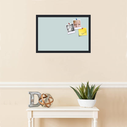 PinPix 24x16 Inch Cork Bulletin Board. This Decorative Framed Pin Board Comes with Soft Blue Design and a Satin Black Frame. Ideal for Home Office Decor or Message Board (PinPix-1814)