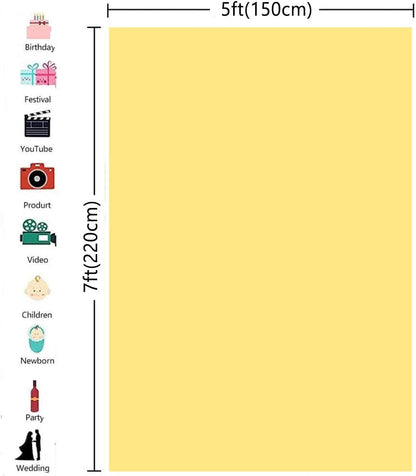 5X7ft Yellow Backdrop Background for Portrait Photography Photo Booth Backdrop for Photoshoot Background