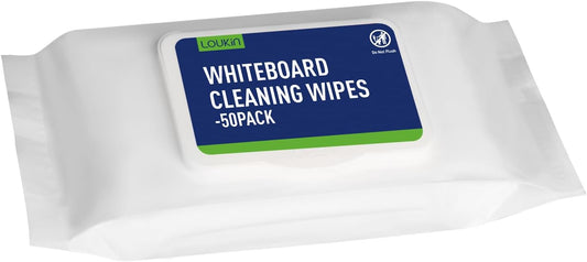 LOUKIN Dry Erase Wipes, Whiteboard Cleaning Wipes, Non-Toxic Cleaning Wipes for Whiteboard, 50 Wipes Per Pack