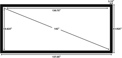 Silver Ticket Products STR Series 6 Piece Home Theater Fixed Frame 4K / 8K Ultra HD, HDTV, HDR & Active 3D Movie Projection Screen, 2.35:1 Format, 138" Diagonal, Woven Acoustic Material STR-235138-WAB