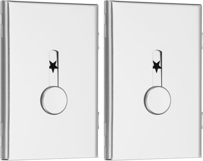 PATIKIL 2 Pcs Business Card Holder, Thumb Drive Business Card Holder Portable Business Card Holders Alloy Slide Out Card Case for Business Meeting, Silver