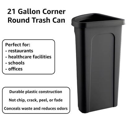 Recycling Bin, 21 Gallon Corner Round Trash Can, Crack-Resistant, Commercial Durable Garbage Can, Reinforced Bottom, Ideal for Home, Kitchen, Bar, Hotel, Restaurant, School