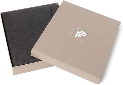 Padfolio Binder - Professional Faux Leather Travel Organizer Pouch for Tablet, Documents, Presentation Folders, Zipper Closure, Removable 3-Ring Notepad - Black