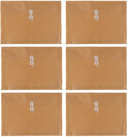 JAM PAPER Plastic Envelopes with Button & String Tie Closure - Legal Booklet - 9 3/4 x 14 1/2 - Gold - 3/Pack