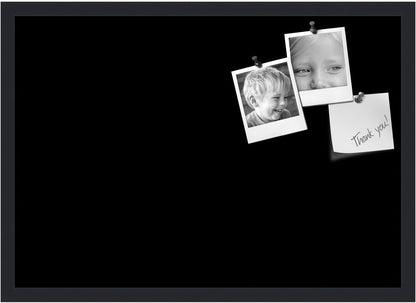 PinPix 27x19 Inch Cork Bulletin Board. This Decorative Framed Pin Board Comes with Solid Black Design and a Satin Black Frame. Ideal for Home Office Decor or Message Board (PinPix-622)