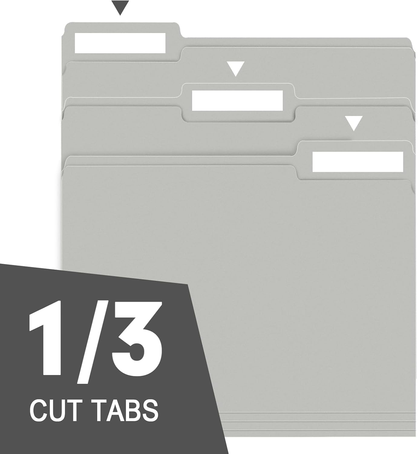 File Folder, RAZCC 100 Pack 1/3 Cut Tab File Folders Letter Size, Grey, Folders with Tab, Great for Organizing and Easy File Storage