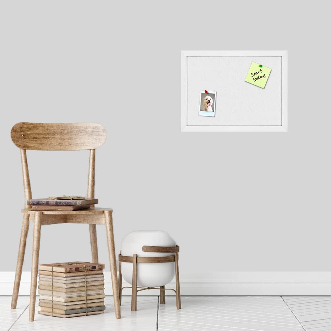 TORASO Cork Board Bulletin Board, Cork Boards for Walls with Pins, Eye Bolts, gaskets, Screws, Pin Board for Office, School and Home (White, 17“x23-1P)