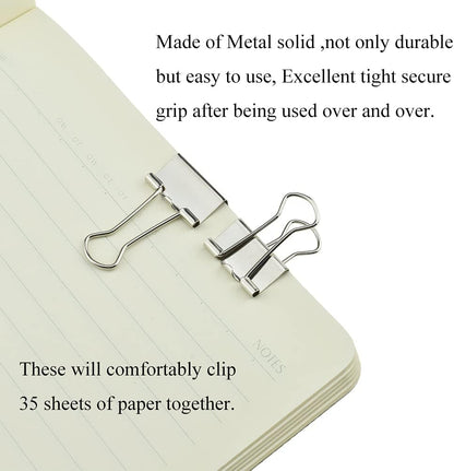 HAHIYO Binder Clips Paper Clamps Spring Steel Sturdy Small 0.75 inches Width 0.2 Inch Capacity No Sharp Edges Heavy Duty Tight Grip Reusable Silver Metal Bright Finish for Home Office School 30 Pack
