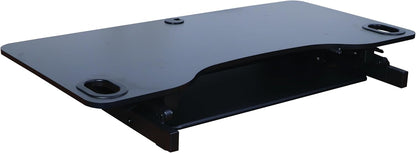 Rocelco 45" Height Adjustable Standing Desk Converter - Slide Out Retractable Keyboard Tray - Sit Stand Up Triple Monitor Riser - Dual Piston Lift Tabletop Computer Workstation - Black (R ADRB-45)
