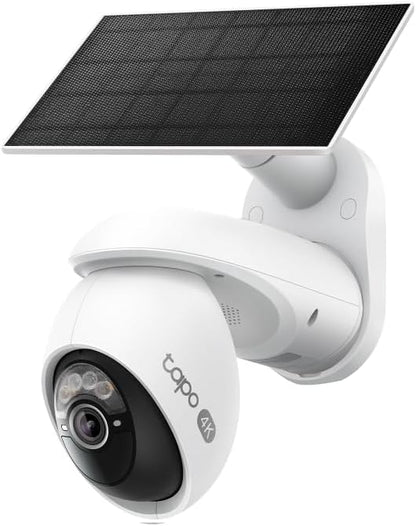 Tapo 4K Outdoor Camera Wireless, Battery Camera w/Solar Panel, Pan/Tilt, 360° View, 24/7 Capture, Free Person/Vehicle Detect, Night Vision, SD/Cloud, Works w/Alexa and Google Assistant, VistaCam 360