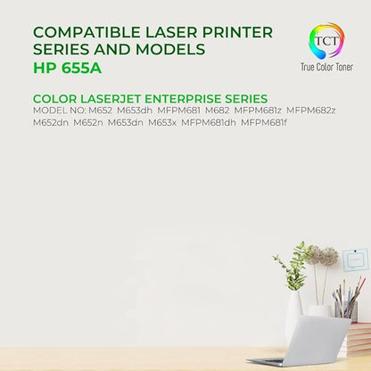 TCT 655A Cyan Toner Cartridge - Compatible Replacement for HP 655A CF451A Works with HP Color LaserJet Enterprise M652 M653 M681 M682 Printers (10,500 Pages)