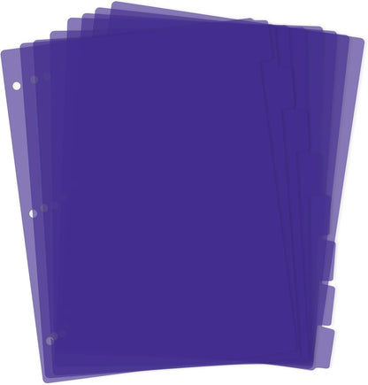 Dark Purple Binder Dividers, 8-Tab Sturdy Plastic Dividers, Binder Divider with Tabs, 3-Ring Binder Plastic Divider Set, Aesthetic Dividers for Binder, Suitable for Notebooks and Binders(Dark Purple)