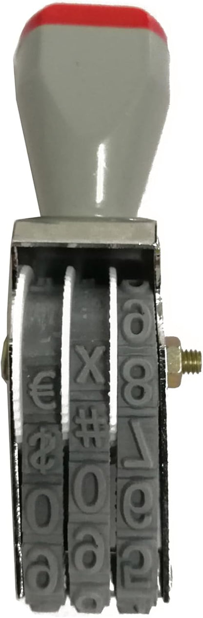 ZENG Adjustable 3-Digit Manual Rolling Stamp - Numbers 0-9 & Symbols, Metal/Rubber Office Numbering Tool, 18x7mm Imprint, Multicolor - Ink Not Included