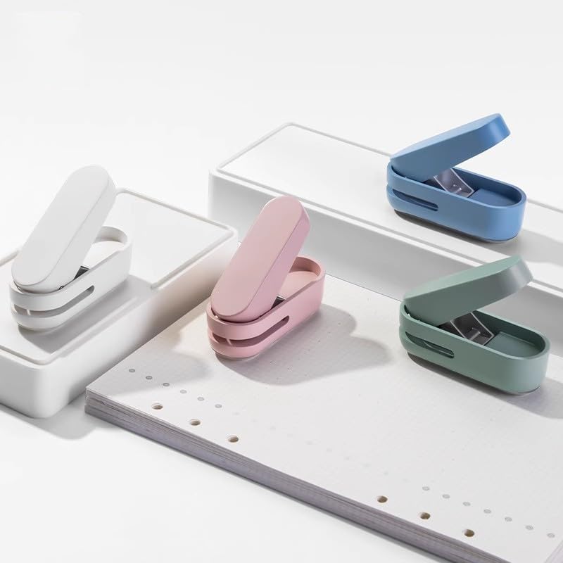 Knamoda Mini Small Hole Puncher Pink Color, 10 Sheet Paper Hole Puncher Capacity Single Hole Puncher for Office Use Or Gift for Students (Pink)