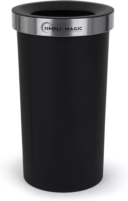 SIMPLI-MAGIC 16 Gallon (60L) Open Top Trash Can – Round Commercial Trash Can – Smudge-Resistant, Easy to Clean, Non-Skid Base, Stainless Steel (2 Pack)
