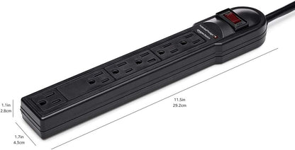 Amazon Basics Surge Protector Power Strip, 6-Outlet, 790 Joules, LED Indicator, 6ft Extension Cord, 10-Pack , Black