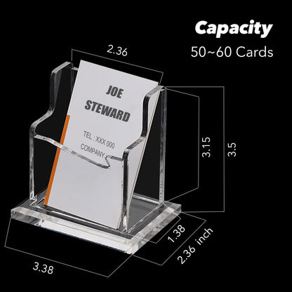 PARTSPOWER 4 Packs Acrylic Business Card Holders for Desk, Vertical Clear Business Name Card Display Stand, Desk Accessory Business Name Card Organizer (Vertical, 1-Slot)