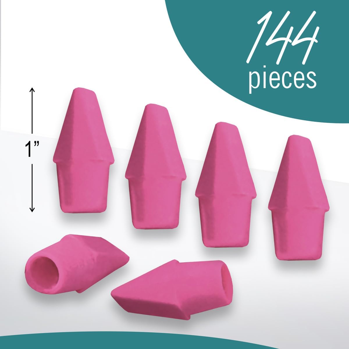 Pencil Top Erasers, 144 Count Pink Cap Erasers, Pink Eraser Tops, Pencil Toppers, Pencils Cap Eraser