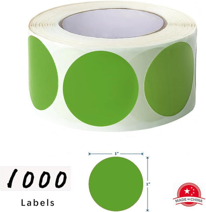 SHYGO® 1“ Green Circle Dot Stickers Color Coding Labels, 1000PCS 2 Rolls