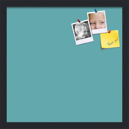 PinPix 17x17 Inch Cork Bulletin Board. This Decorative Framed Pin Board Comes with Aqua Pastel Design and a Satin Black Frame. Ideal for Home Office Decor or Message Board (PinPix-1806)