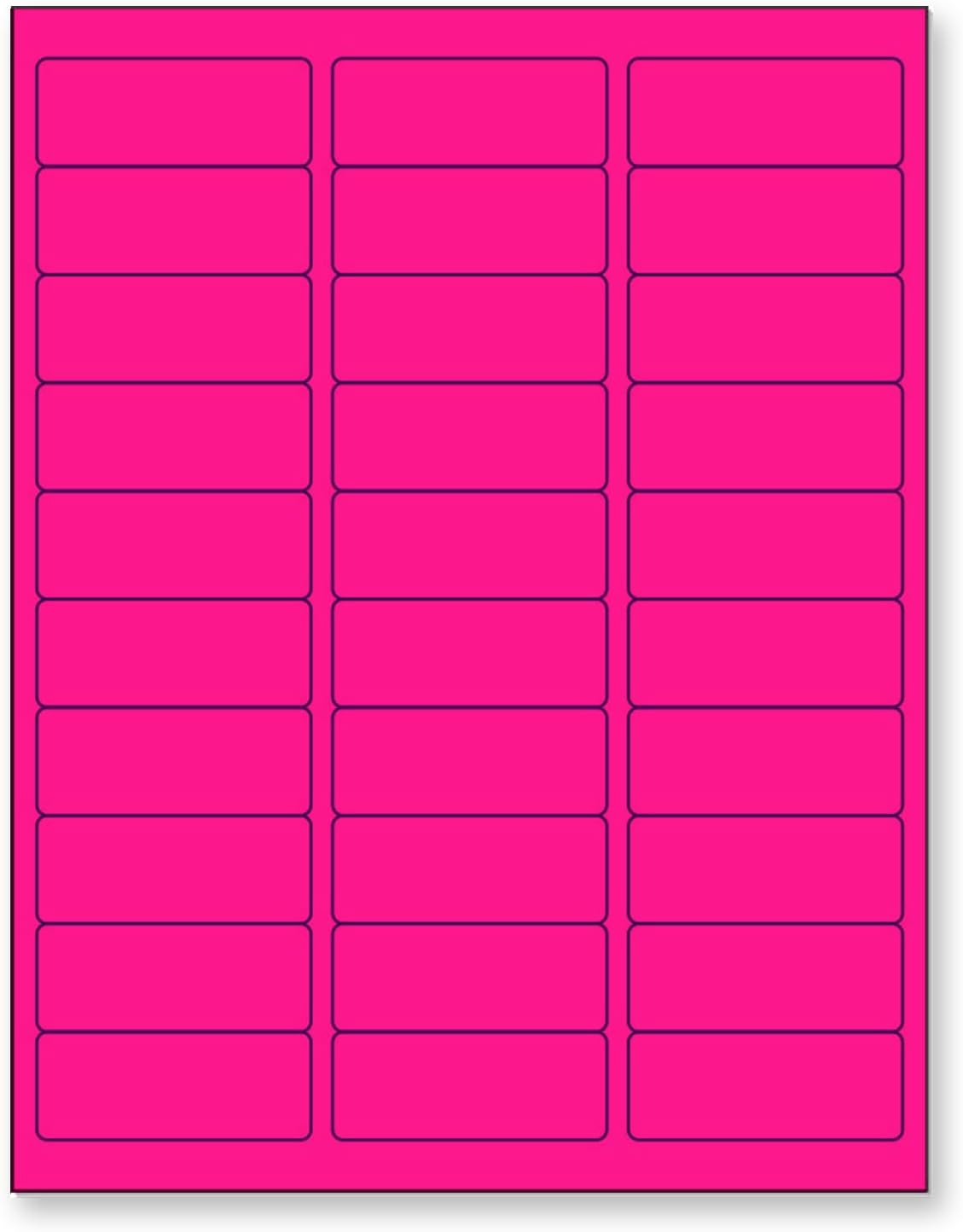 NextDayLabels - 8-1/2 x 11" Neon Color High Light Fluorescent Labels for Laser & Inkjet Printer (Pink Fluorescent, 1" x 2-5/8" - 30 Per Page | 750 Labels)
