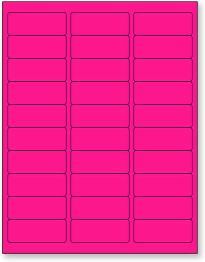 NextDayLabels - 8-1/2 x 11" Neon Color High Light Fluorescent Labels for Laser & Inkjet Printer (Pink Fluorescent, 1" x 2-5/8" - 30 Per Page | 750 Labels)