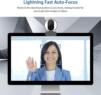 NexiGo N680E 1080P Webcam with Ring Light, Privacy Cover and Dual Microphone, Advanced Auto-Focus, Adjustable Brightness, Streaming Web Camera for Zoom Skype Facetime, PC Mac Laptop Desktop