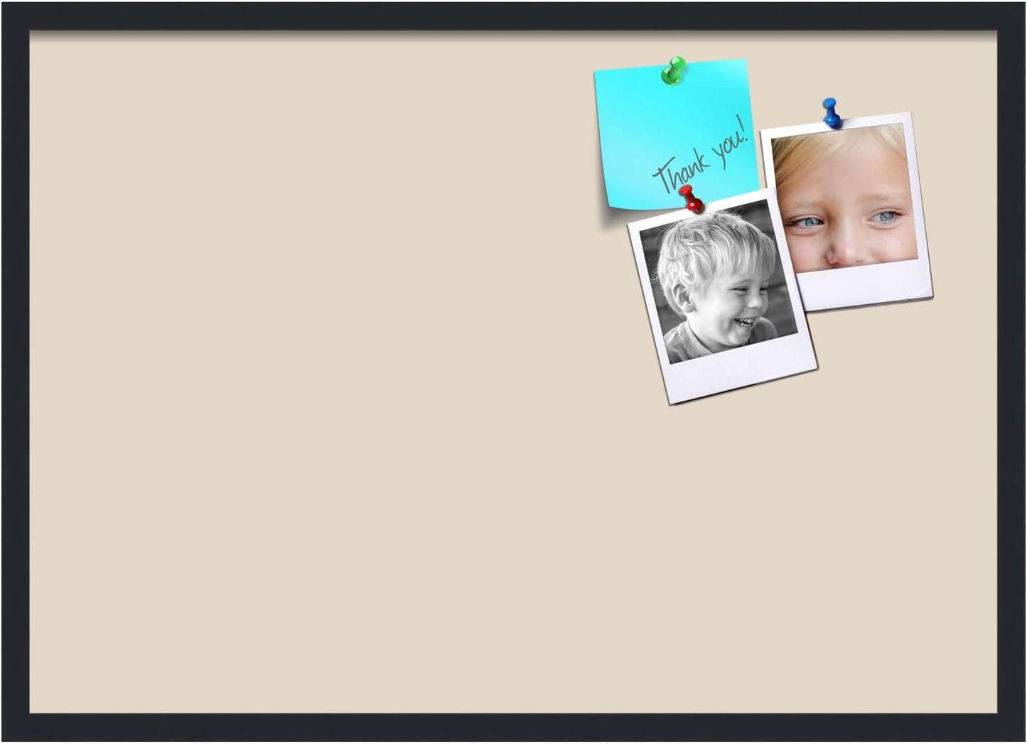 PinPix 34x24 Inch Cork Bulletin Board. This Decorative Framed Pin Board Comes with Desert Pastel Design and a Satin Black Frame. Ideal for Home Office Decor or Message Board (PinPix-1815)