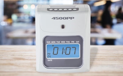 Nile Products - 4500PP Electronic Calculating Time Clock [4500PPK1], Small Business Bundle Includes: 125 Time Cards,1 Ink Ribbon, 2 Security Keys and 1 Ten Pocket Card Rack