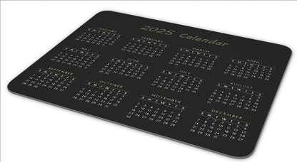 Calendar Mouse Pad, Gaming Mouse Mat with Custom Design, Non-Slip Rubber Base MousePads for Office Home Laptop Travel, 9.5"x7.9"x0.12" Inch (2025 Calendar Black)