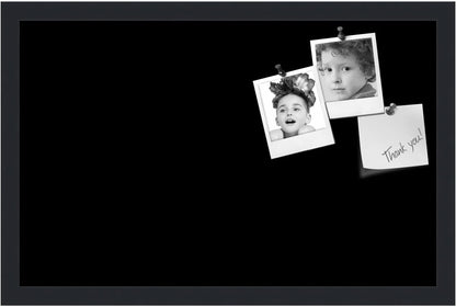 PinPix 22x14 Inch Cork Bulletin Board. This Decorative Framed Pin Board Comes with Solid Black Design and a Satin Black Frame. Ideal for Home Office Decor or Message Board (PinPix-622)