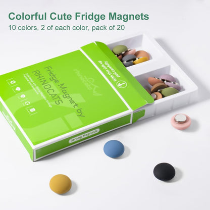 rhinocats 20Pcs Fridge Magnets, Cute Locker Decor Magnet, Colorful Decorative Matte hemispheric Refrigerator Magnets, Strong Whiteboard Magnets for Classroom, Office, or Home Use
