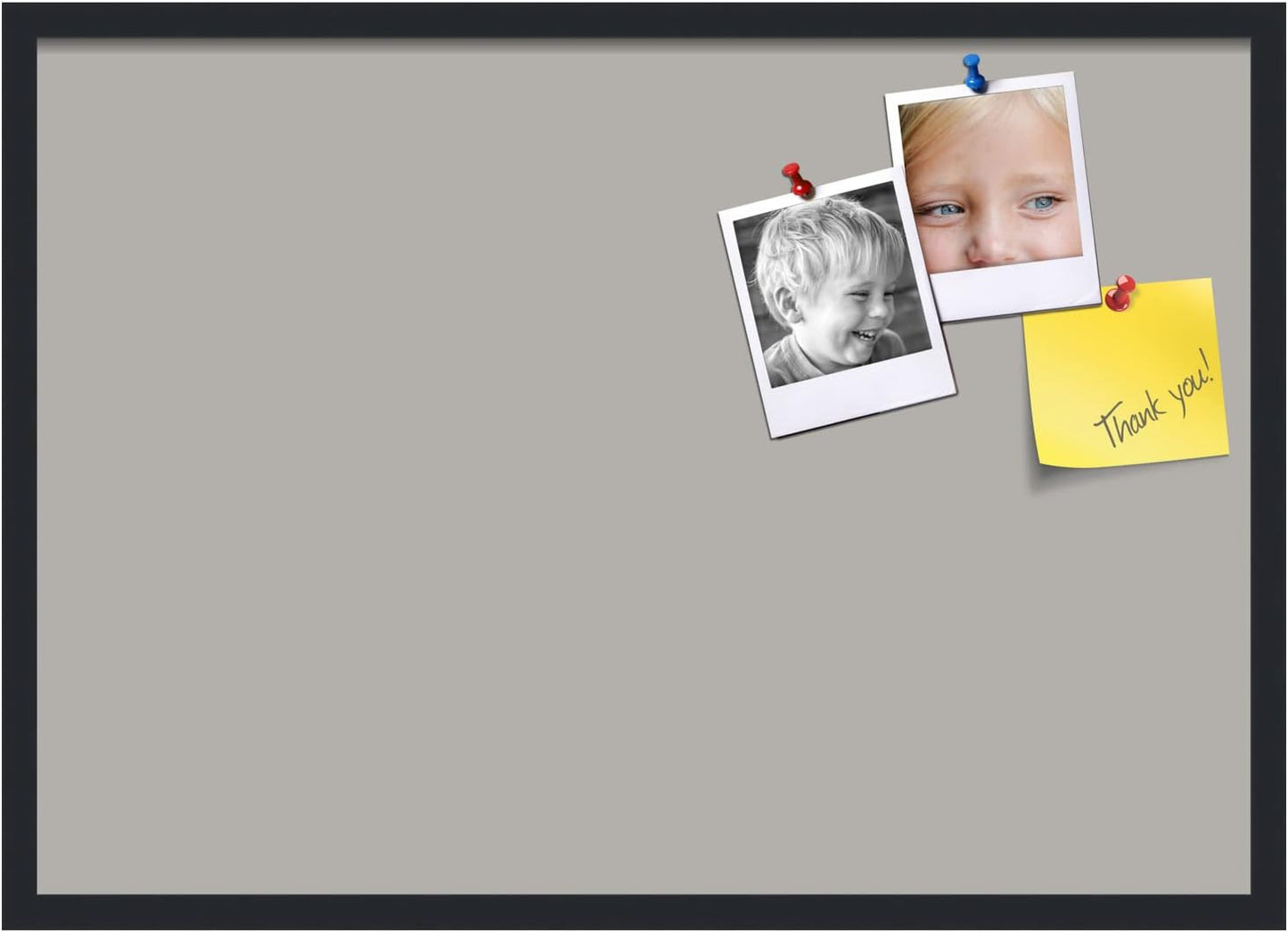 PinPix 34x24 Inch Cork Bulletin Board. This Decorative Framed Pin Board Comes with Dark Stone Design and a Satin Black Frame. Ideal for Home Office Decor or Message Board (PinPix-1808)